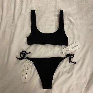 White Fox Swim Black Ribbed Bikini